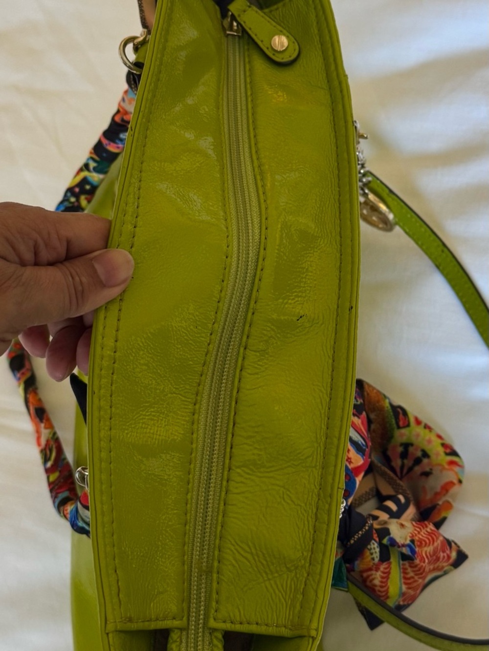 Michael Kors Lime Green Leather Tote Spring Summer & Genuine Leather Mini Pouch - Picture 5 of 7
